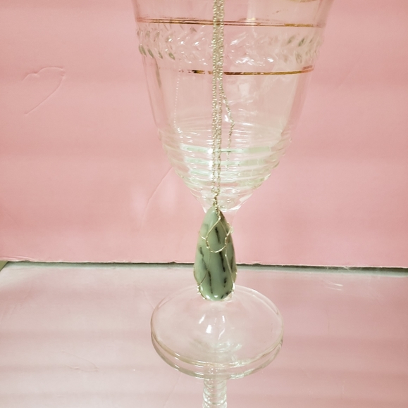 ARTISAN HANDMADE LARGE BLUE GREEN ANDEAN OPAL WIRE WRAPPED NECKLACE - Picture 2 of 7